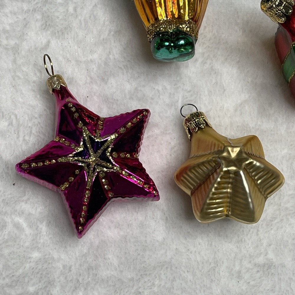 Vintage Czech Republic Eskimo Star‎ Present  Hand Blown Glass Ornament Lot of 4 - Picture 4 of 9